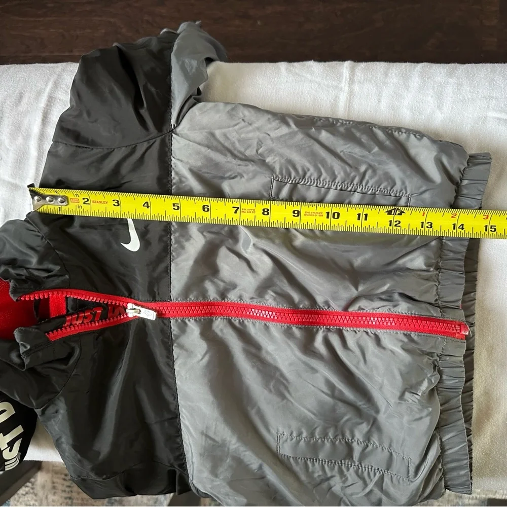 Nike 3T Fleece Lined Hooded Windbreaker Black Gray Jacket Toddler